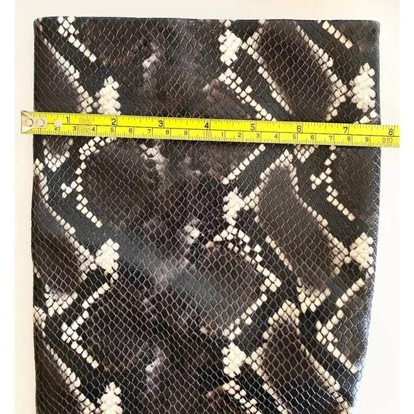 Sigerson Morrison Python Embossed Knee-High Leather Boots 40 Black Brown Snake - Picture 12 of 14